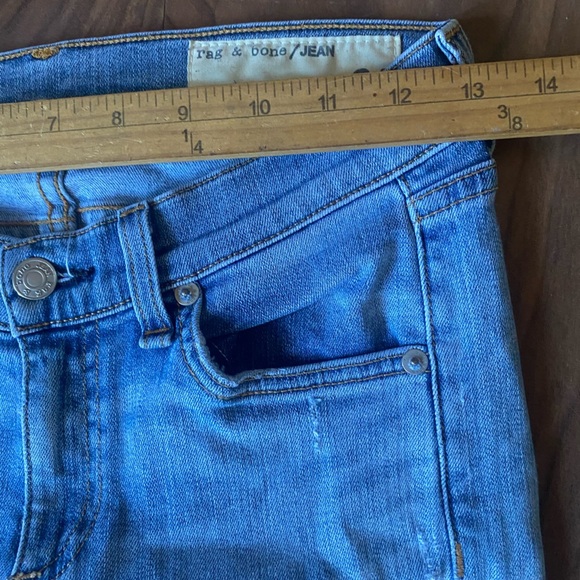 Rag And Bone Blue Denim Jeans Size 24 Skinny Distressed Low Rise Casual Quality - Picture 4 of 13